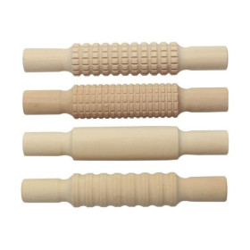 O'Color - Rouleaux à Empreintes Bois - Lot de 4 - Ø 3,5 x 21 cm