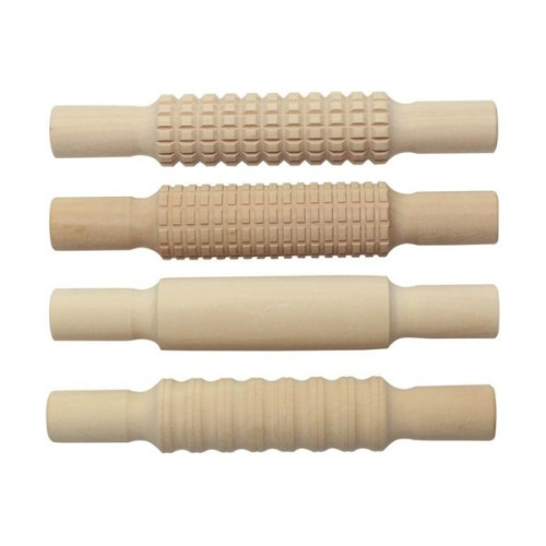 O'Color - Rouleaux à Empreintes Bois - Lot de 4 - Ø 3,5 x 21 cm