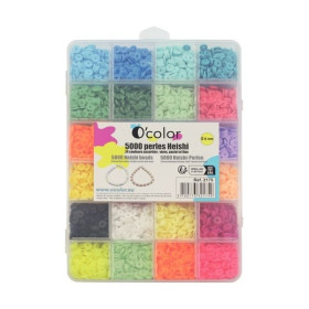 O'Color - Perles Heishi - 24 Couleurs Assorties - 5000 Perles