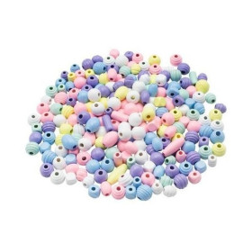 O'Color - Perles Bois Assorties Pastel - 10 Formes 6 Couleurs (500g)