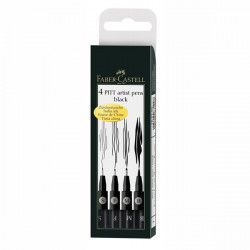 Faber-Castell - Wallet of 4 PITT® Artist Pens - Black - Superfine, Fine, Medium and Brush Nib