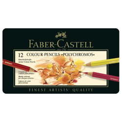 Faber-Castell - POLYCHROMOS® Artist Color Pencils - Boîte Métal - 12 Couleurs