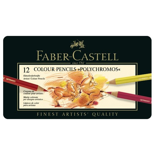Faber-Castell - POLYCHROMOS® Artist Color Pencils - Boîte Métal - 12 Couleurs
