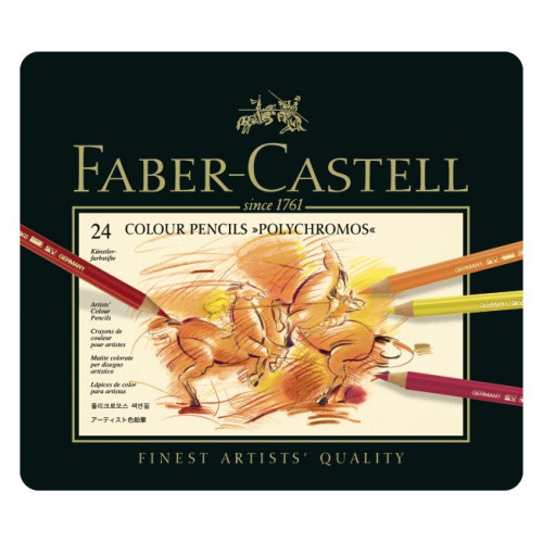 Faber-Castell - POLYCHROMOS® Artist Color Pencils - Tin Metal - 24 Colors